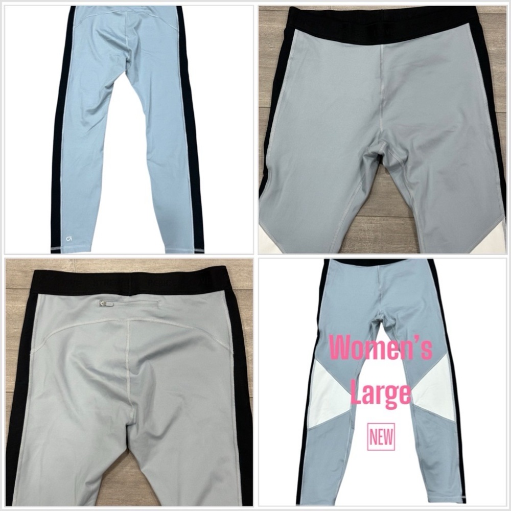 Women's Gap Fit Large Pants Ankle Leggings Blue Pull On Stretch BlackOut Tech